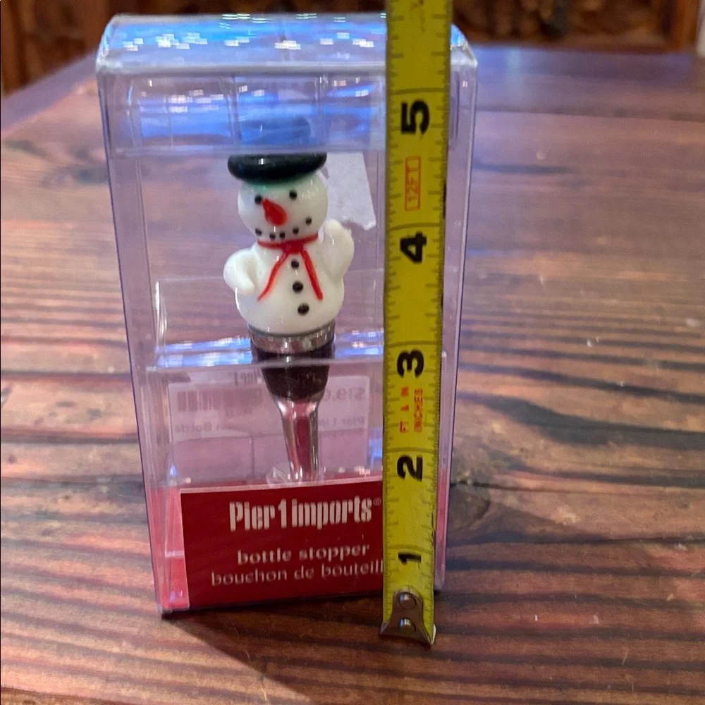 Vintage Pier 1 Imports handblown glass Snowman Bottle Stopper